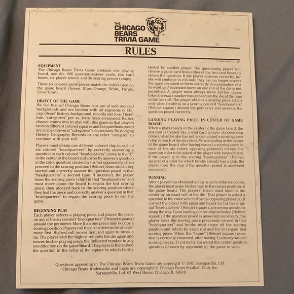 Chicago Bears Trivia Game - Picture 5 of 8